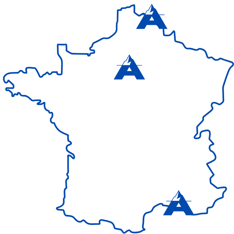 Carte de France avec les implantations